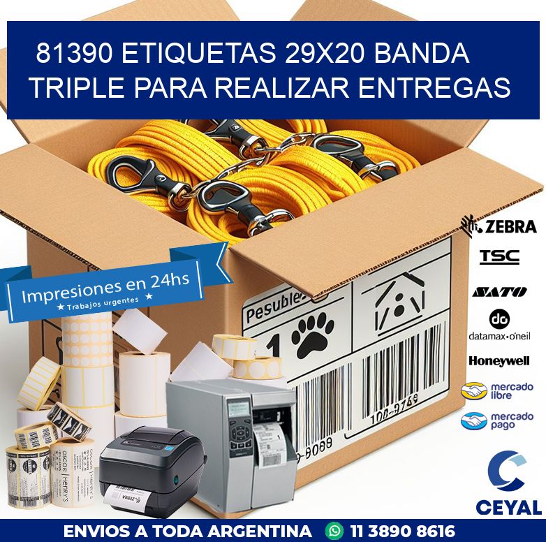 81390 ETIQUETAS 29X20 BANDA TRIPLE PARA REALIZAR ENTREGAS