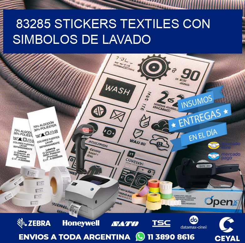 83285 STICKERS TEXTILES CON SIMBOLOS DE LAVADO