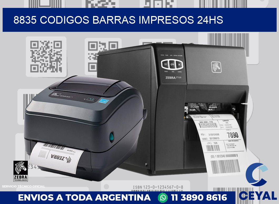 8835 codigos barras impresos 24hs
