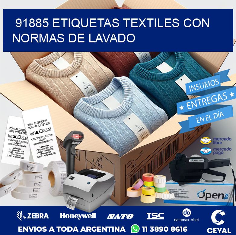 91885 ETIQUETAS TEXTILES CON NORMAS DE LAVADO