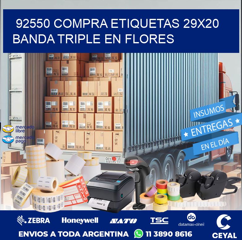 92550 COMPRA ETIQUETAS 29X20 BANDA TRIPLE EN FLORES