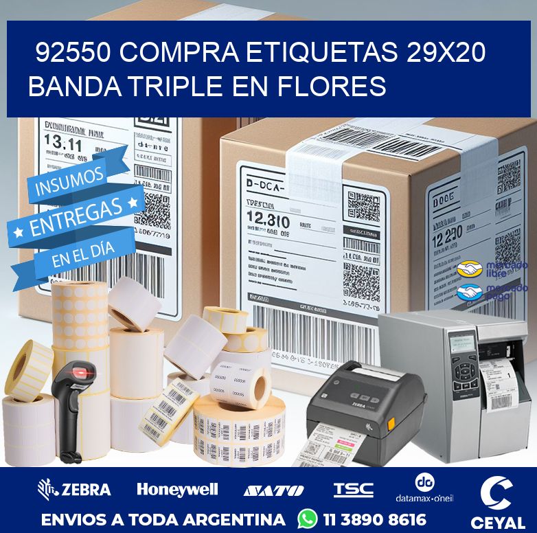 92550 COMPRA ETIQUETAS 29X20 BANDA TRIPLE EN FLORES