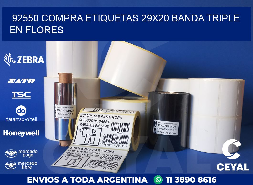 92550 COMPRA ETIQUETAS 29X20 BANDA TRIPLE EN FLORES