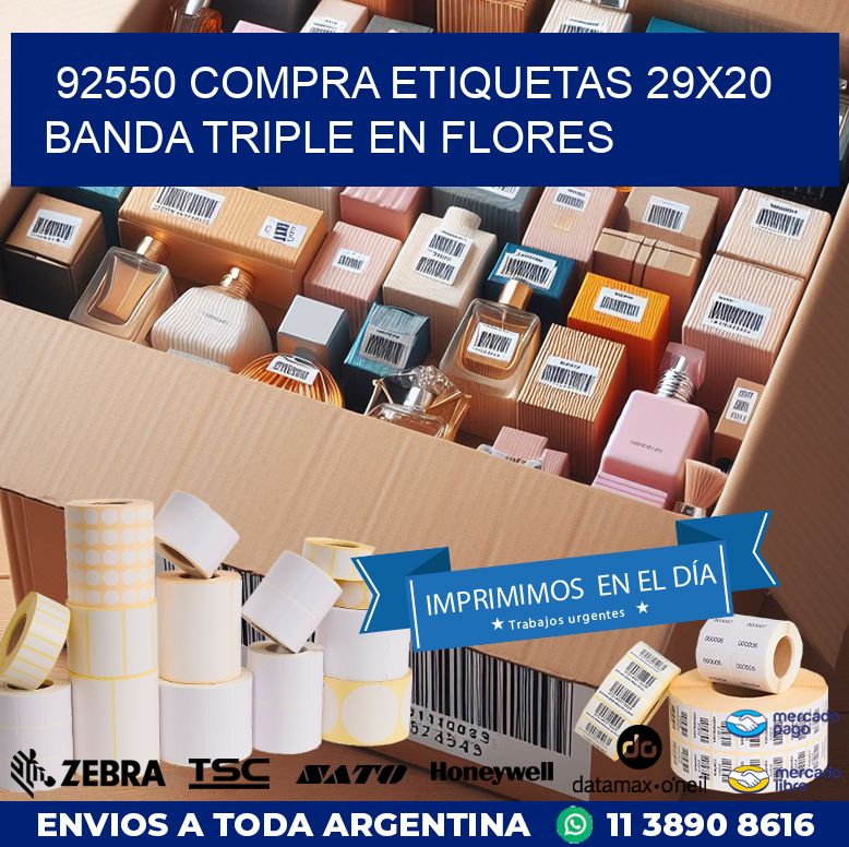 92550 COMPRA ETIQUETAS 29X20 BANDA TRIPLE EN FLORES