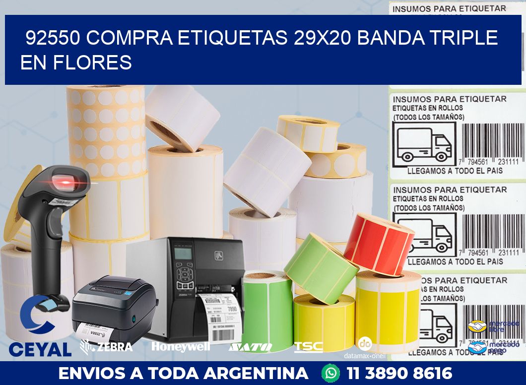 92550 COMPRA ETIQUETAS 29X20 BANDA TRIPLE EN FLORES