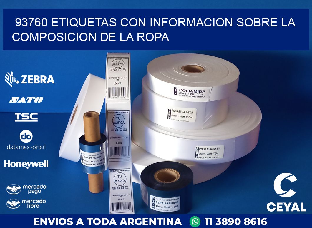 93760 ETIQUETAS CON INFORMACION SOBRE LA COMPOSICION DE LA ROPA