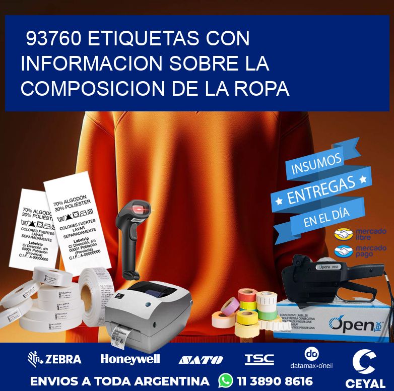 93760 ETIQUETAS CON INFORMACION SOBRE LA COMPOSICION DE LA ROPA