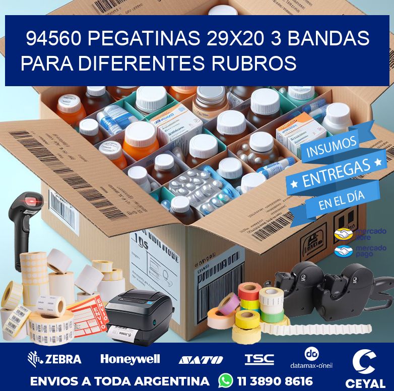 94560 PEGATINAS 29X20 3 BANDAS PARA DIFERENTES RUBROS
