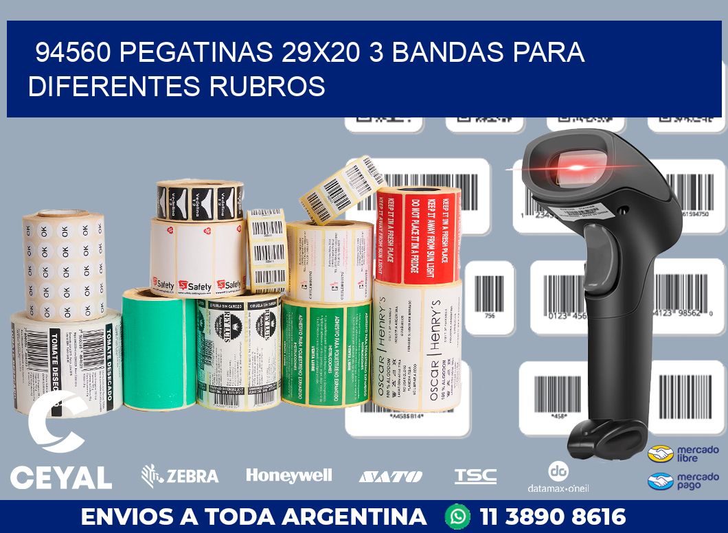 94560 PEGATINAS 29X20 3 BANDAS PARA DIFERENTES RUBROS