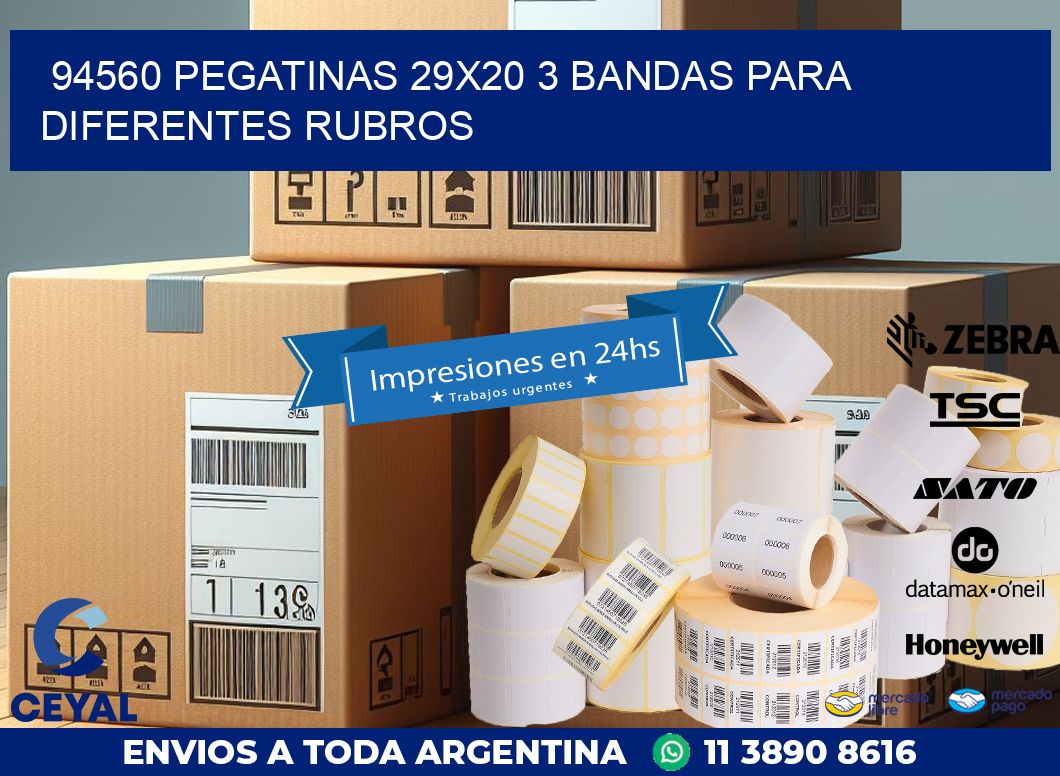 94560 PEGATINAS 29X20 3 BANDAS PARA DIFERENTES RUBROS