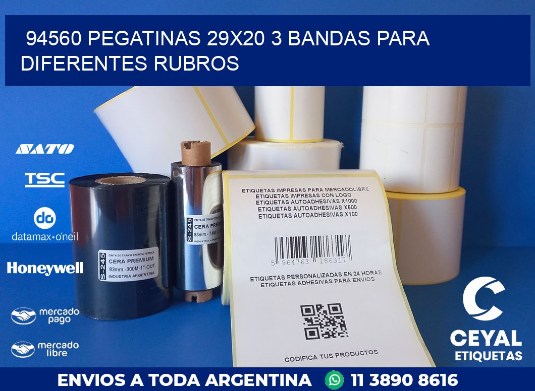 94560 PEGATINAS 29X20 3 BANDAS PARA DIFERENTES RUBROS