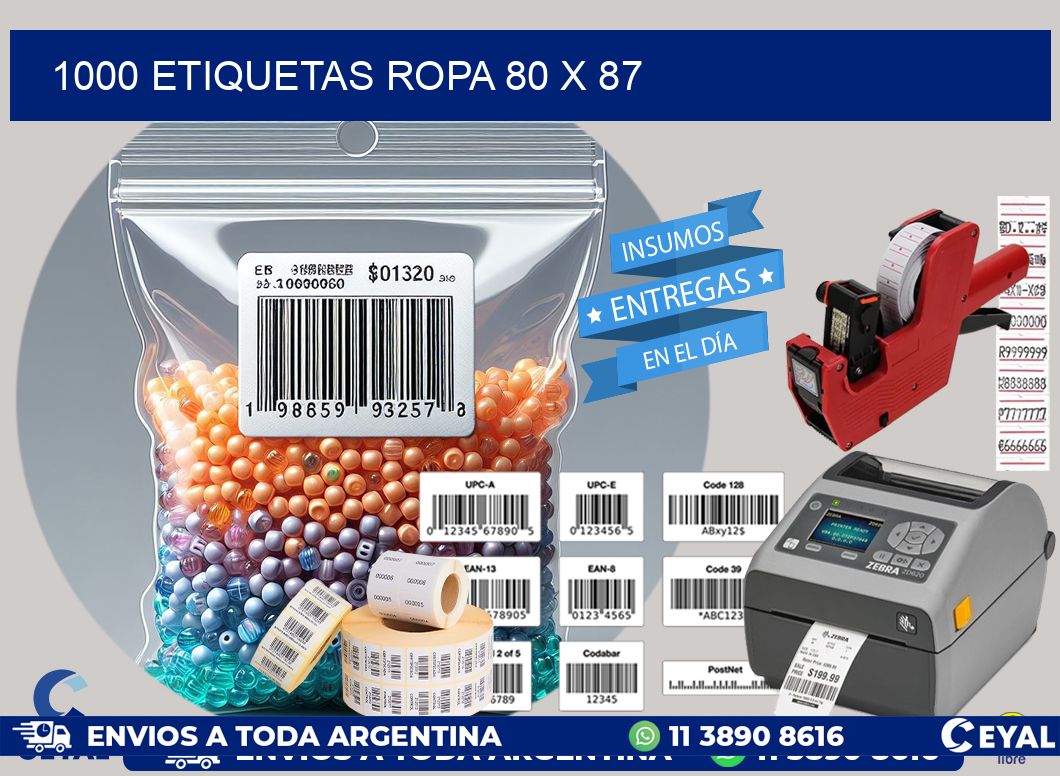 1000 ETIQUETAS ROPA 80 x 87