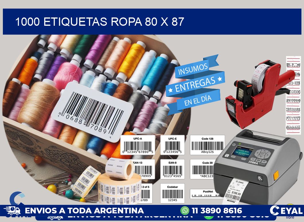 1000 ETIQUETAS ROPA 80 x 87