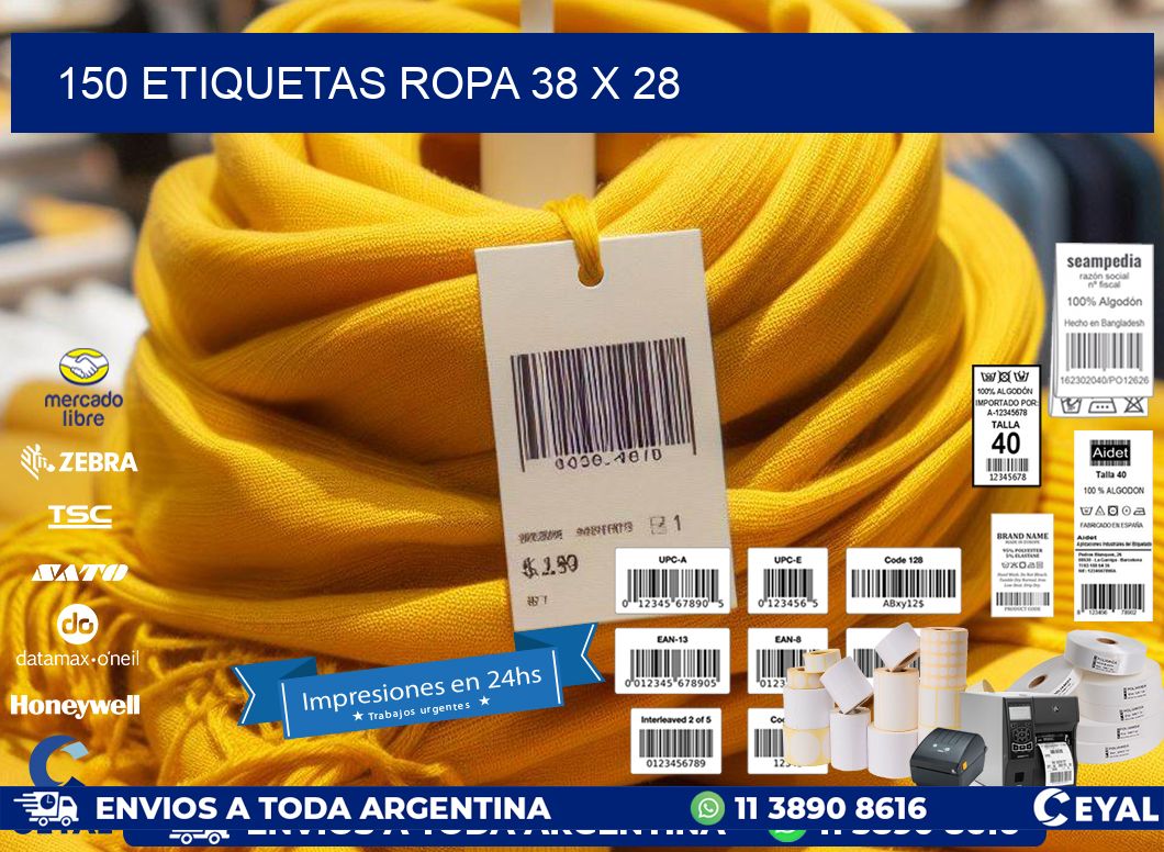 150 ETIQUETAS ROPA 38 x 28