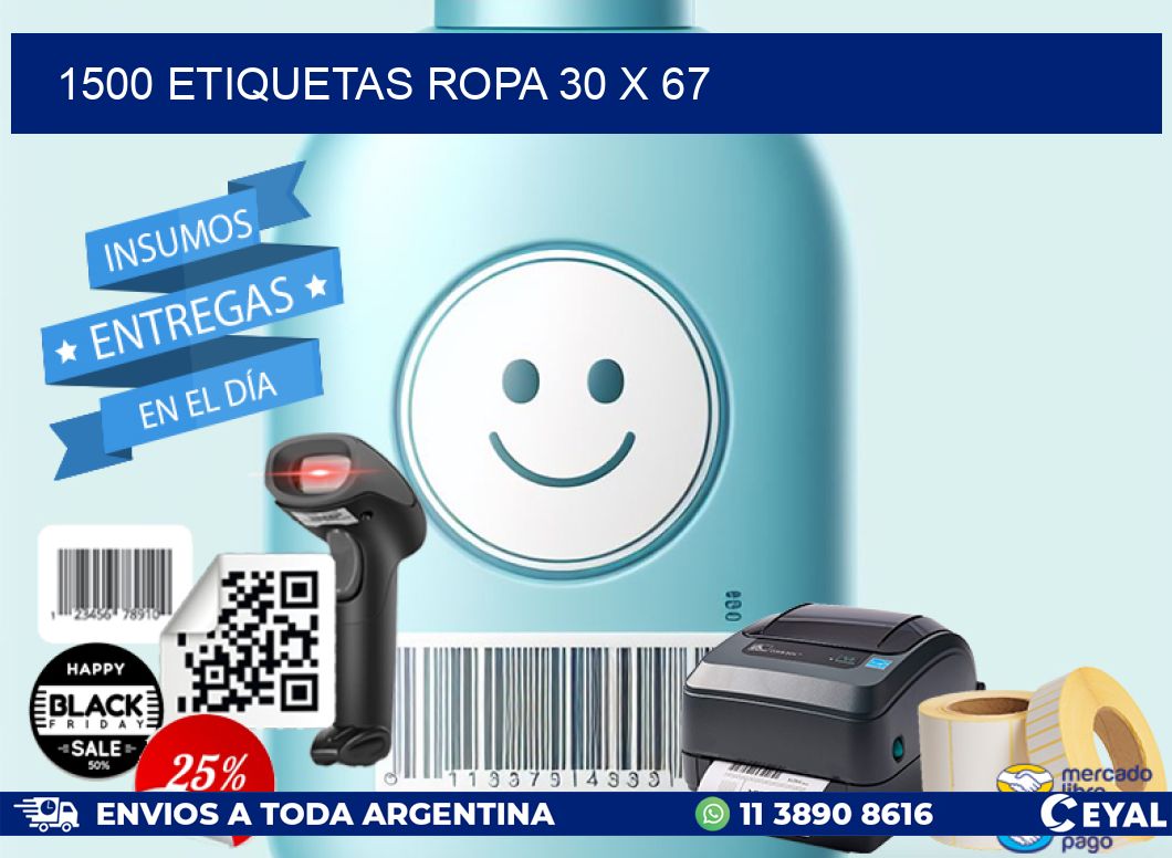 1500 ETIQUETAS ROPA 30 x 67