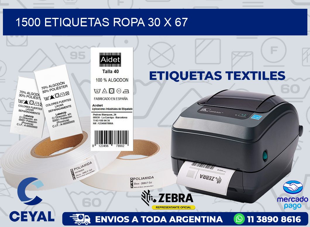 1500 ETIQUETAS ROPA 30 x 67