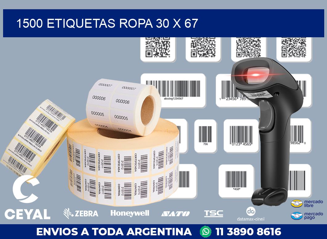 1500 ETIQUETAS ROPA 30 x 67
