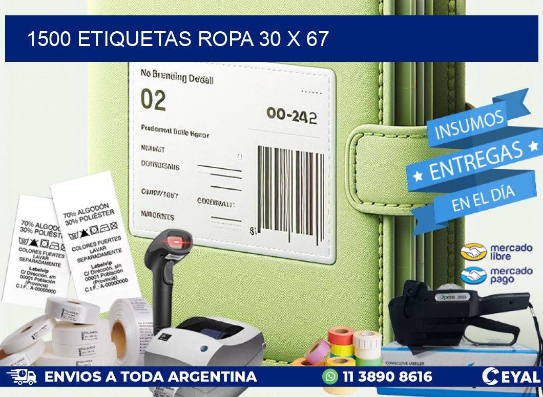 1500 ETIQUETAS ROPA 30 x 67