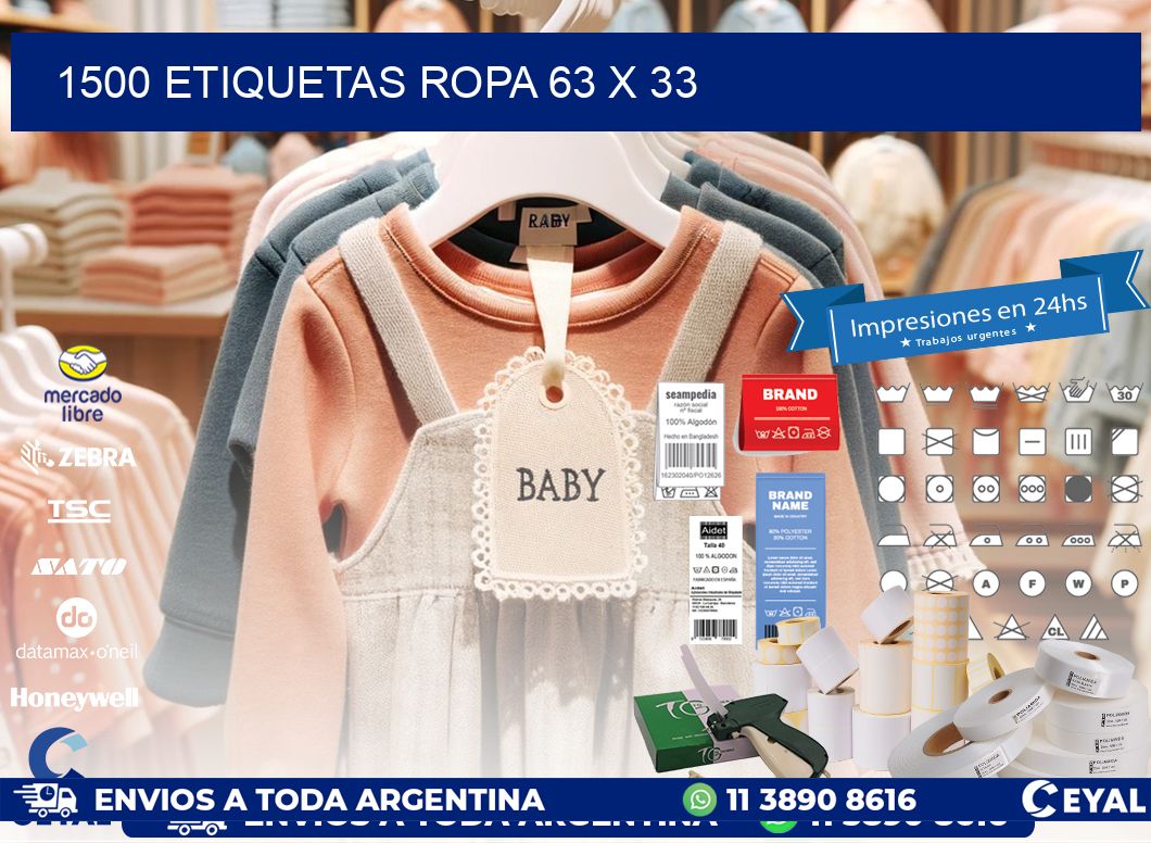 1500 ETIQUETAS ROPA 63 x 33