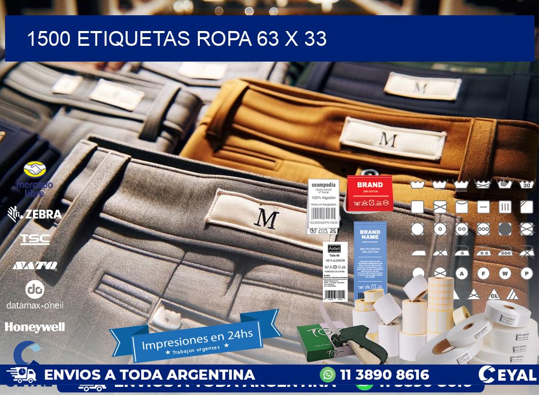 1500 ETIQUETAS ROPA 63 x 33