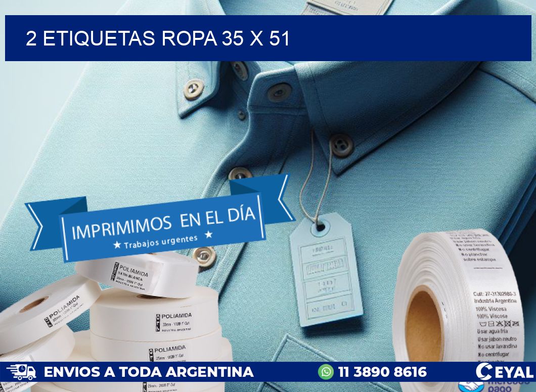2 ETIQUETAS ROPA 35 x 51