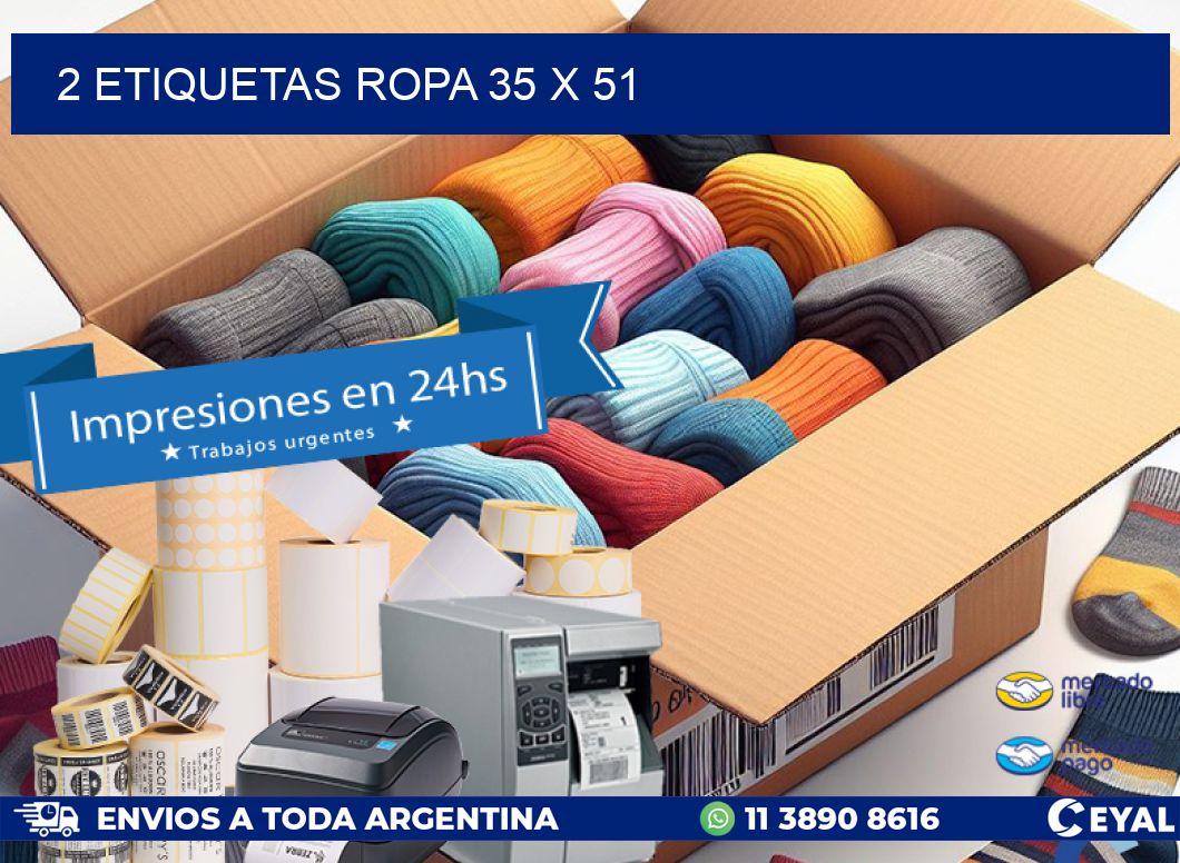 2 ETIQUETAS ROPA 35 x 51
