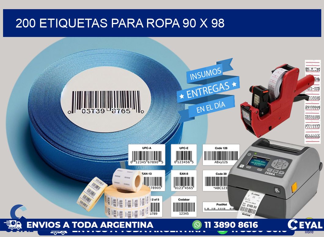 200 ETIQUETAS PARA ROPA 90 x 98