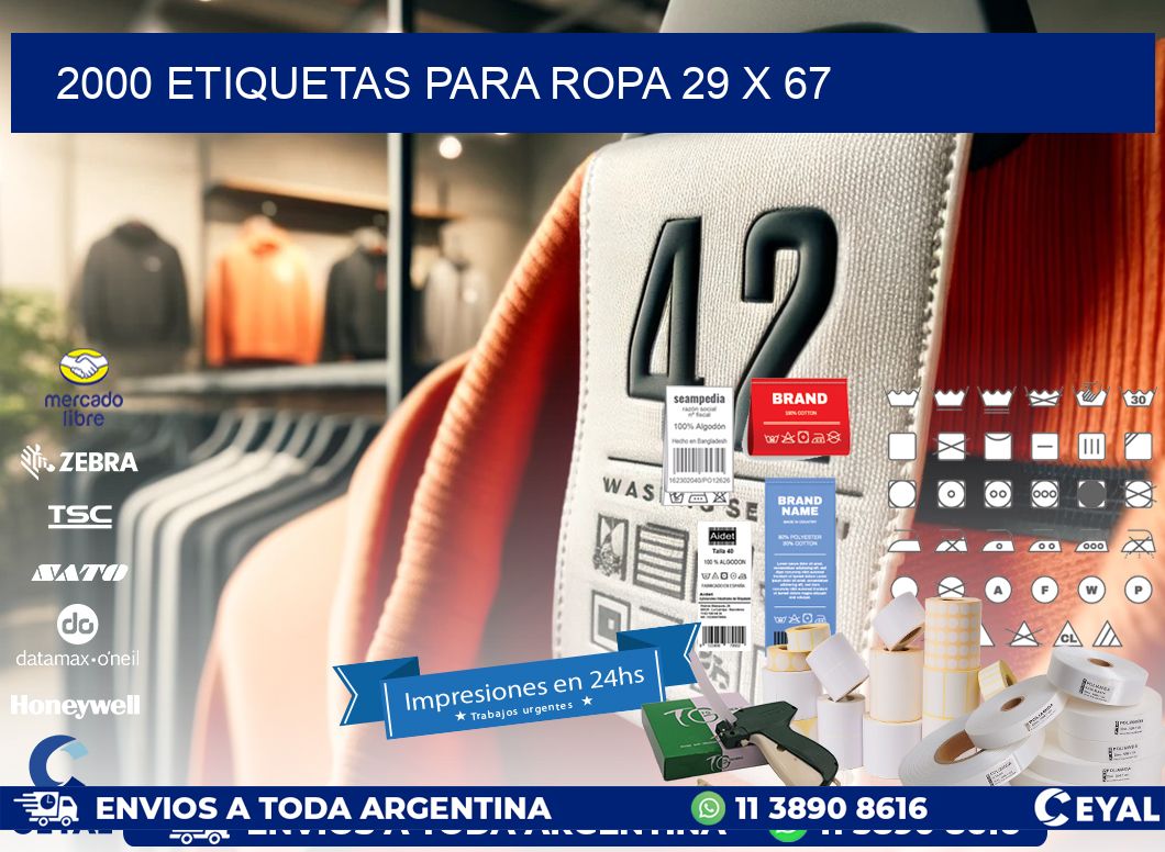 2000 ETIQUETAS PARA ROPA 29 x 67