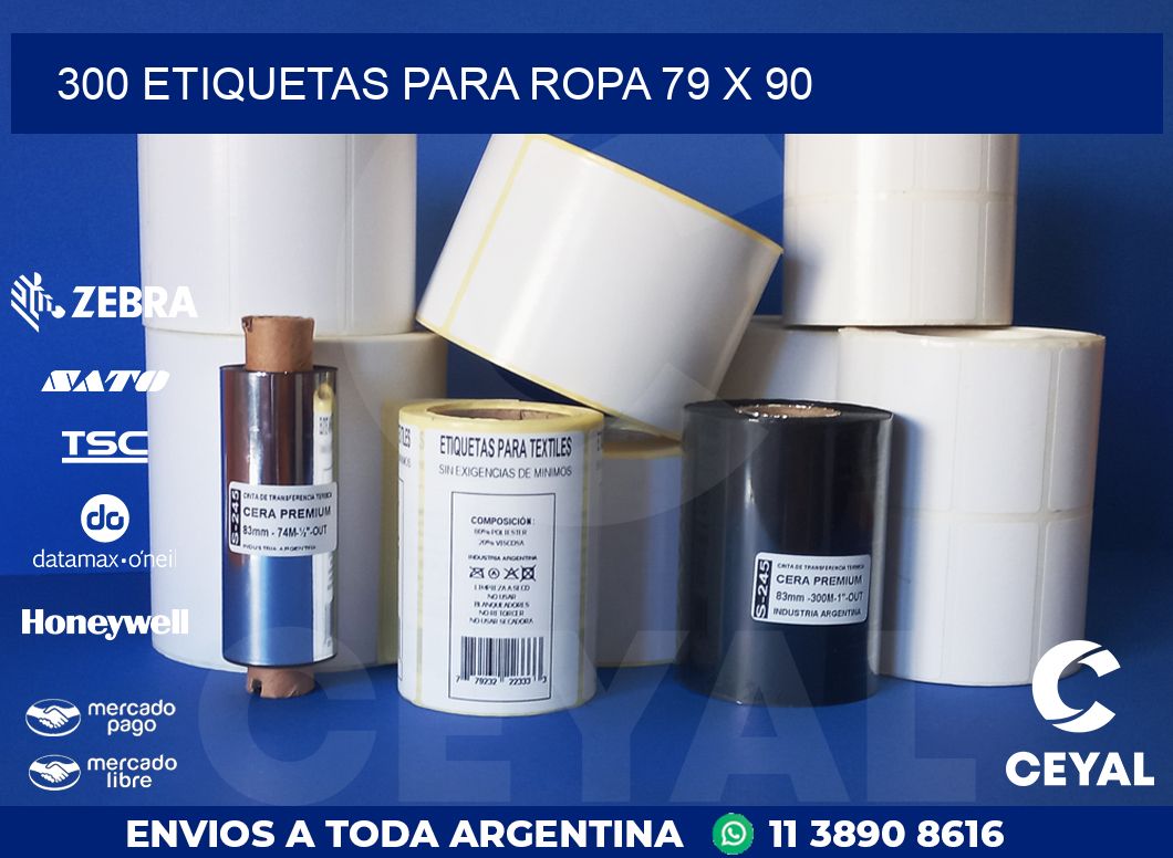 300 ETIQUETAS PARA ROPA 79 x 90