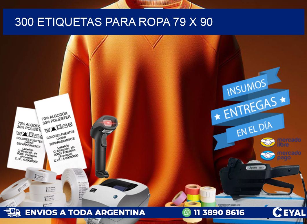 300 ETIQUETAS PARA ROPA 79 x 90