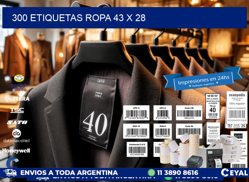 300 ETIQUETAS ROPA 43 x 28