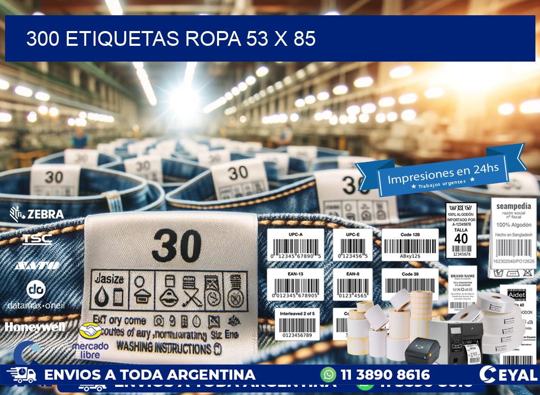 300 ETIQUETAS ROPA 53 x 85