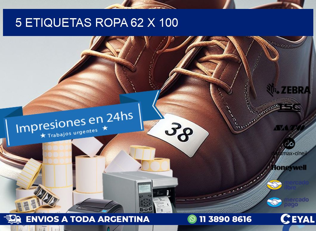 5 ETIQUETAS ROPA 62 x 100