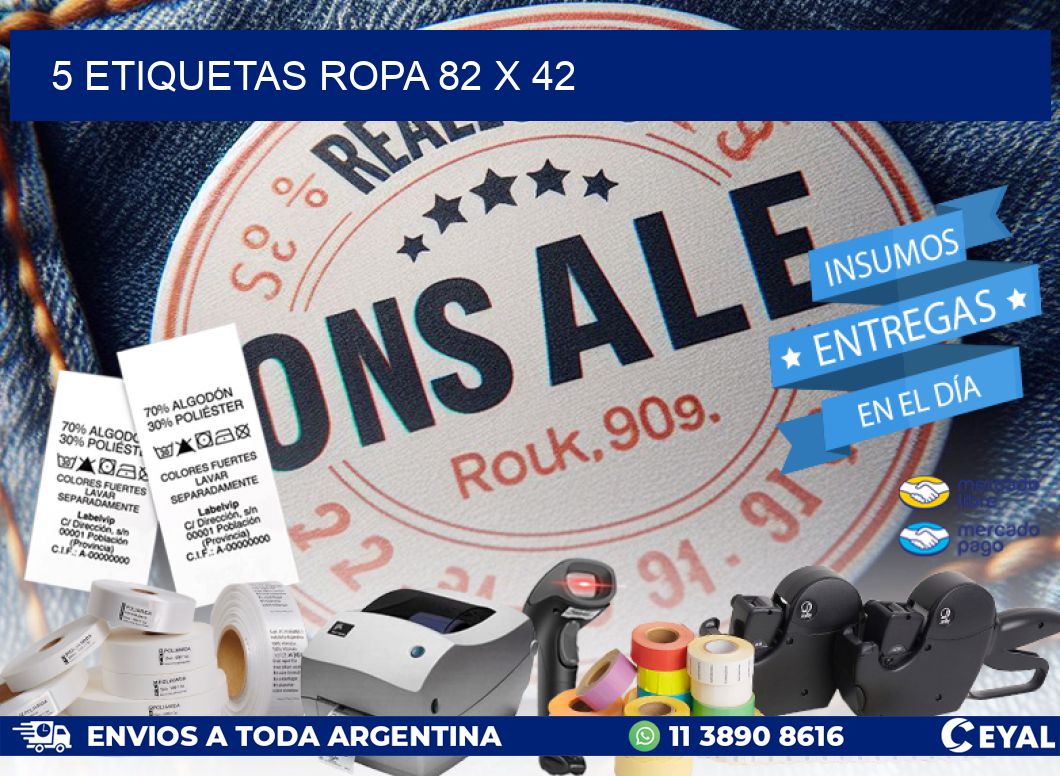 5 ETIQUETAS ROPA 82 x 42