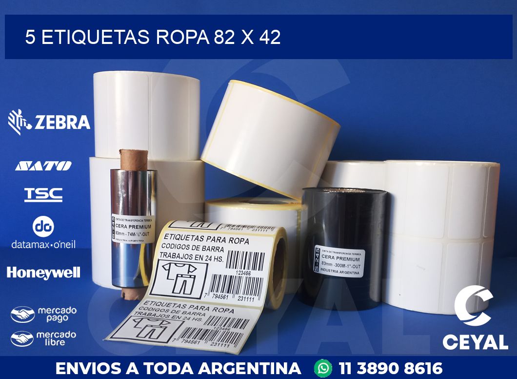 5 ETIQUETAS ROPA 82 x 42