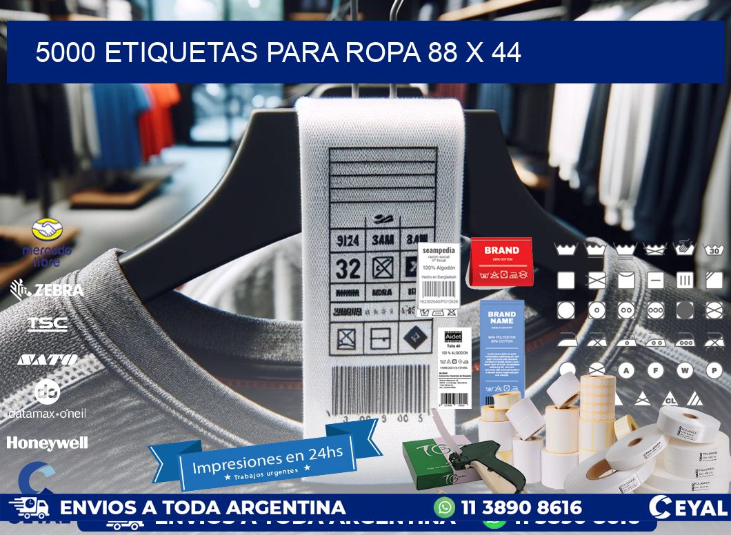 5000 ETIQUETAS PARA ROPA 88 x 44