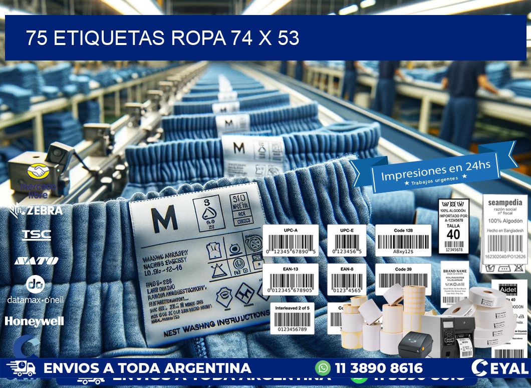 75 ETIQUETAS ROPA 74 x 53