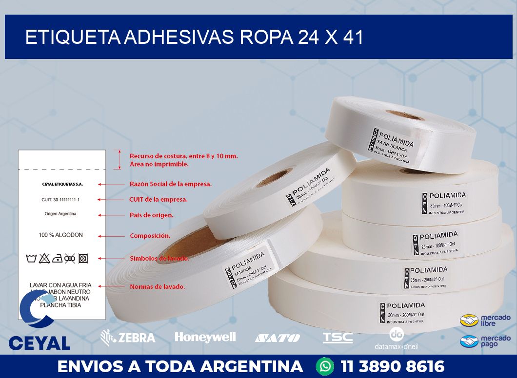 ETIQUETA ADHESIVAS ROPA 24 x 41