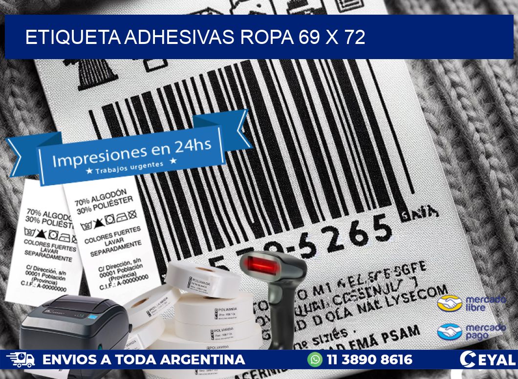 ETIQUETA ADHESIVAS ROPA 69 x 72