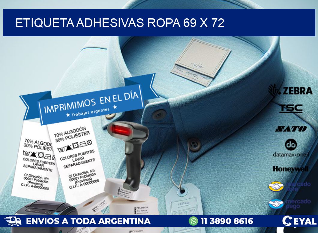 ETIQUETA ADHESIVAS ROPA 69 x 72