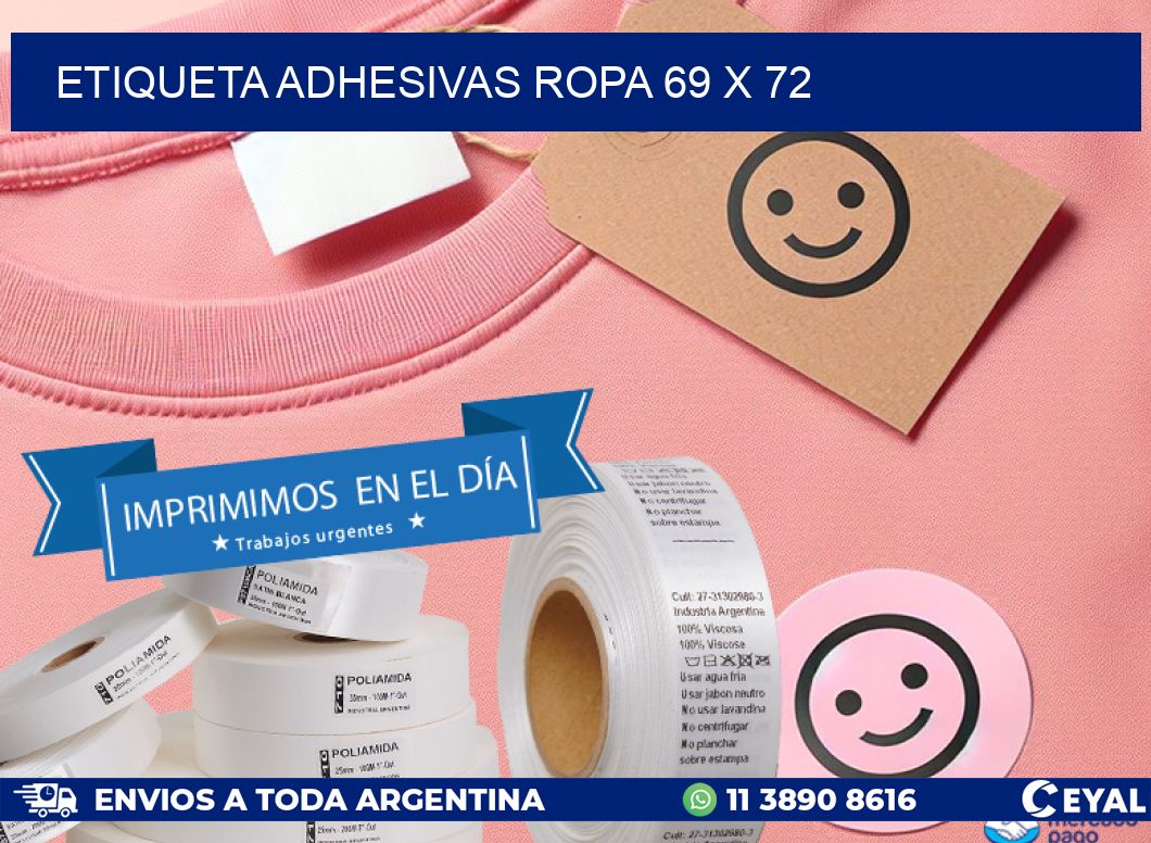 ETIQUETA ADHESIVAS ROPA 69 x 72