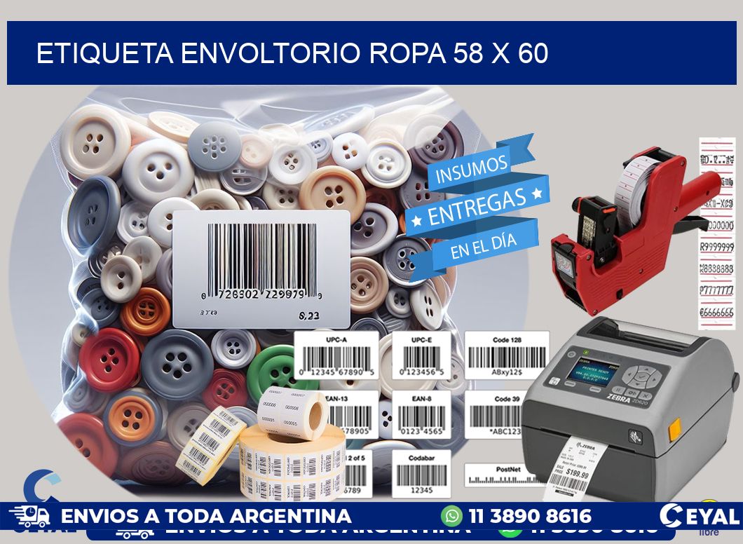 ETIQUETA ENVOLTORIO ROPA 58 x 60