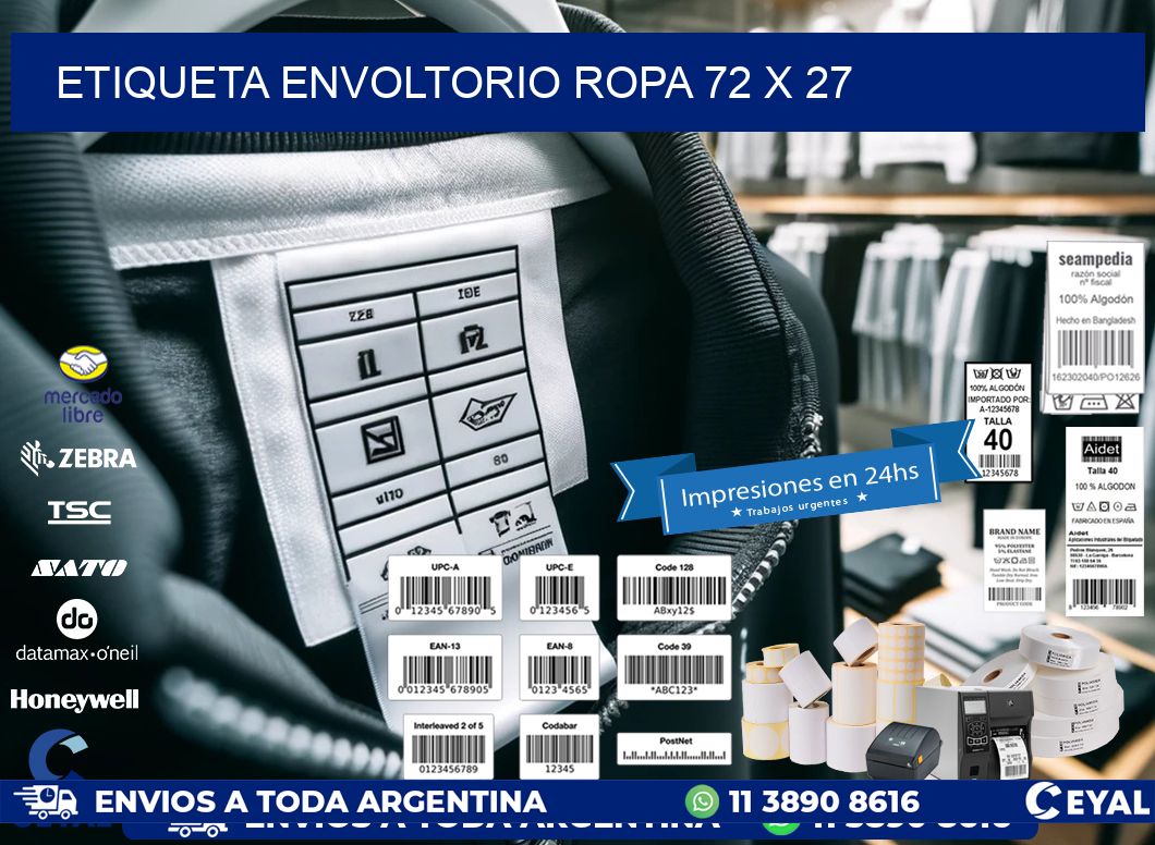 ETIQUETA ENVOLTORIO ROPA 72 x 27