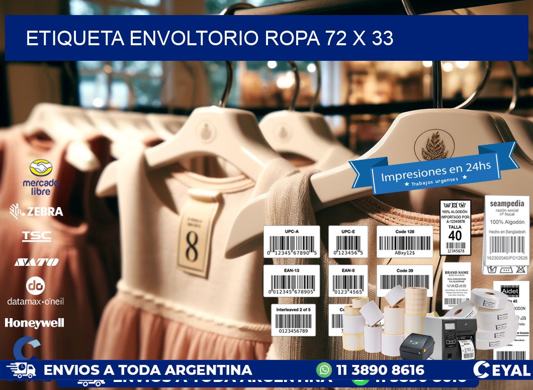 ETIQUETA ENVOLTORIO ROPA 72 x 33