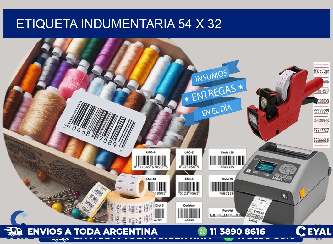 ETIQUETA INDUMENTARIA 54 x 32