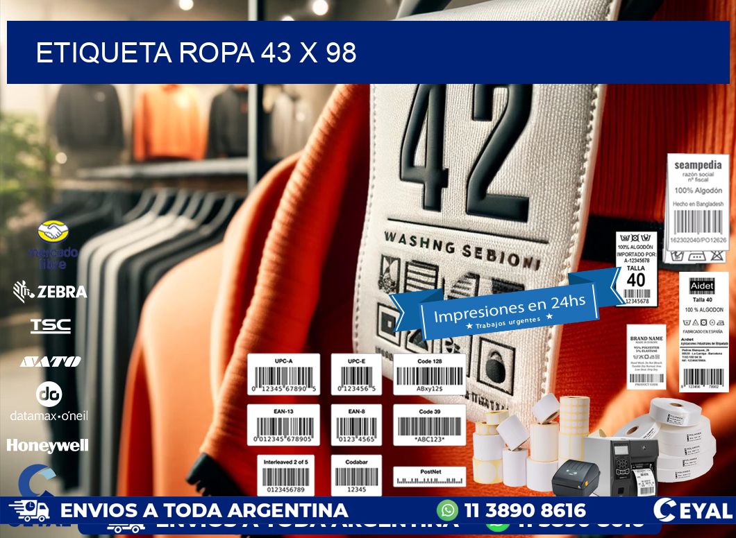 ETIQUETA ROPA 43 x 98