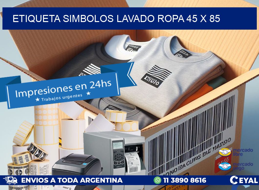 ETIQUETA SIMBOLOS LAVADO ROPA 45 x 85