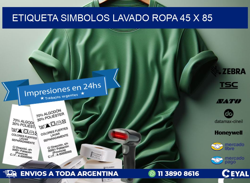 ETIQUETA SIMBOLOS LAVADO ROPA 45 x 85
