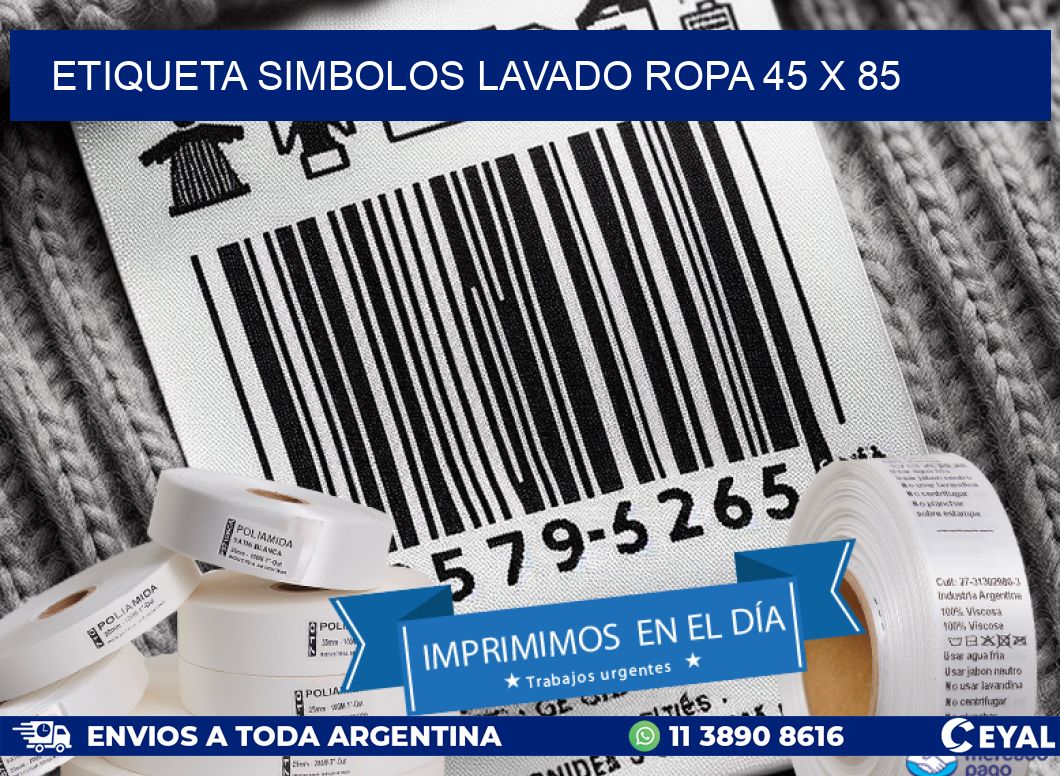 ETIQUETA SIMBOLOS LAVADO ROPA 45 x 85