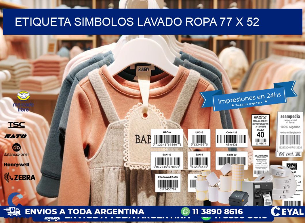 ETIQUETA SIMBOLOS LAVADO ROPA 77 x 52